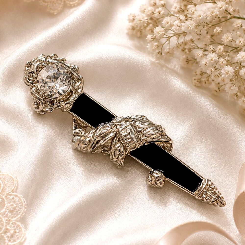Vintage Enamel and Rhinestone Sword Brooch